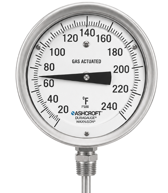 Direct mount gas actuated thermometer